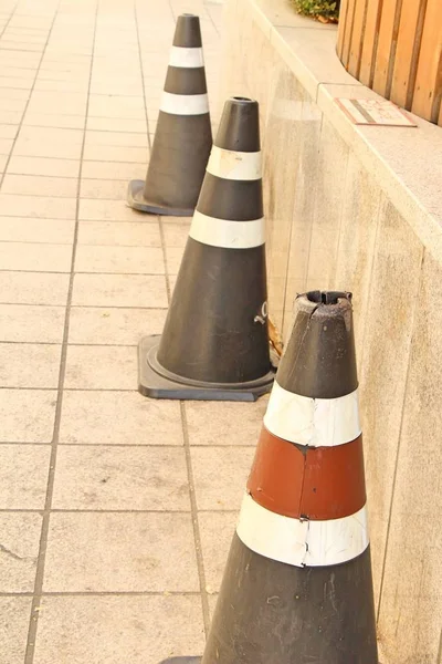 Black traffic cone set on road at Korea — Stock Photo, Image