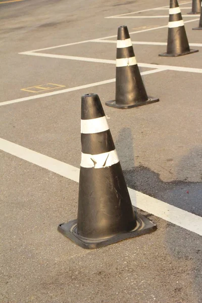 Black traffic cone set on road at Korea — Stock Photo, Image