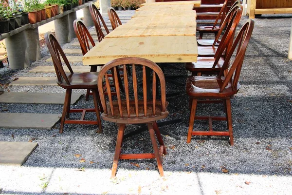 Wooden chairs in the garden vintage style — Stock Photo, Image