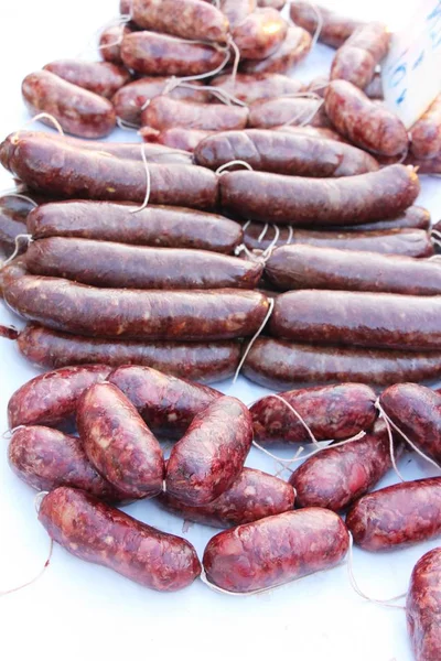 Salsicha ásia para cozinhar no mercado — Fotografia de Stock