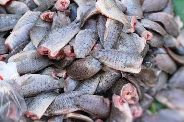 Belgili tanımlık çarşı içinde yemek pişirmek için taze balık