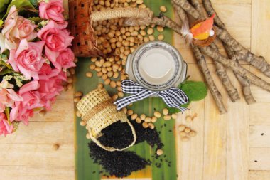 Soya Fasulye sütü karıştırın siyah susam lezzetli