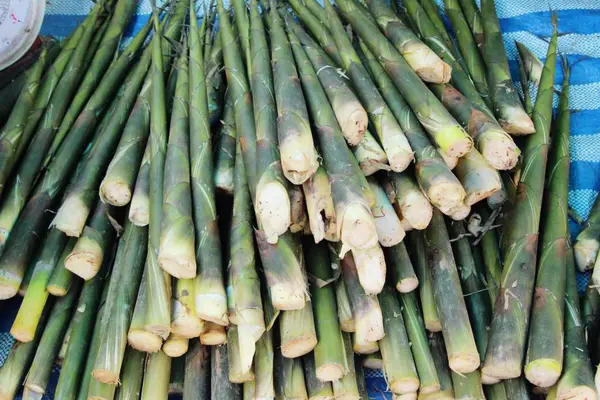 Съемки бамбука для приготовления пищи на рынке — стоковое фото