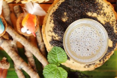 Reyhan tohumu cam lezzetli içecek