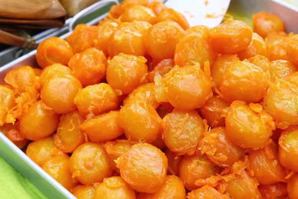 Golden süß ist Eigelb, thailändisches Dessert — Stockfoto
