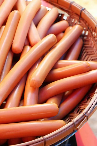 Sausages steamed is delicious in the market — Stock Photo, Image