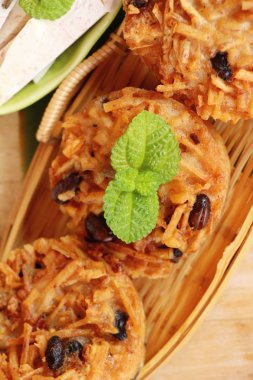 Taro tatlı ve siyah fasulye geleneksel Çince pancake