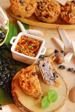 Taro tatlı ve siyah fasulye geleneksel Çince pancake