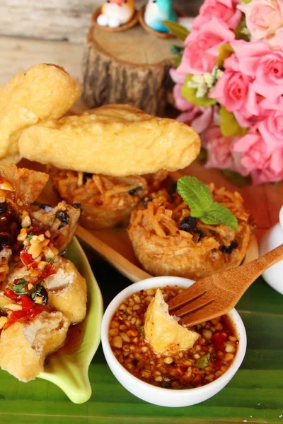 Taro dessert and fried tofu ,chinese food — Stock Photo, Image