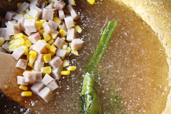 Making sago dessert with coconut milk ,Thai dessert — Stock Photo, Image