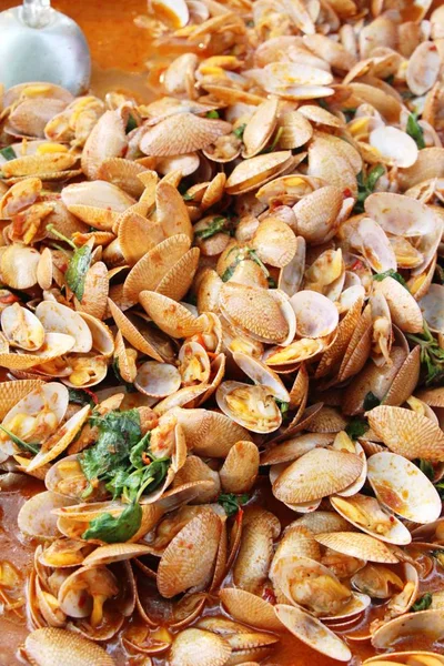 Spicy fried clam delicious at street food