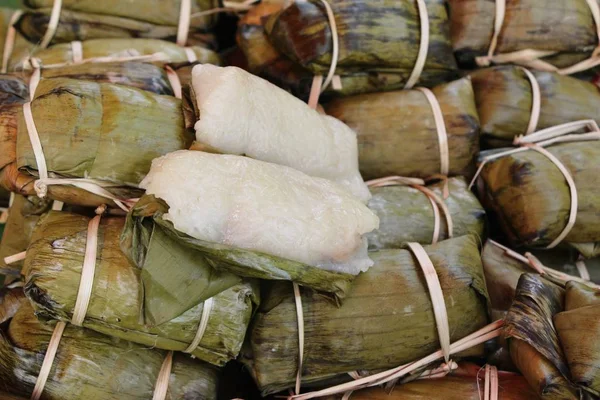 Lepki Ryż Kokosowy Pyszne Tajski Deser — Zdjęcie stockowe