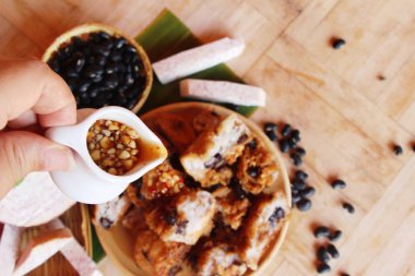 Taro tatlı ve siyah fasulye geleneksel Çince pancake