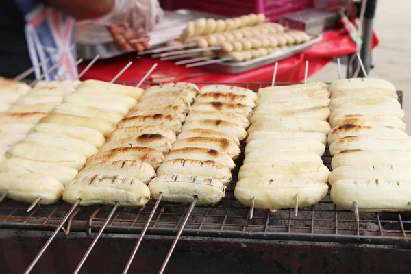 Grilled banana on stove at street food — Stock Photo, Image