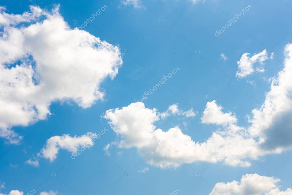 Summer blue sky background. a cloud looks like a predator in the sky. Fear dream concept