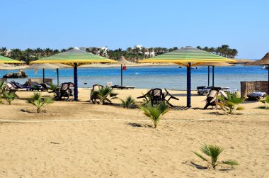 Marsa Alam Mısırdaki plaj şemsiyesi