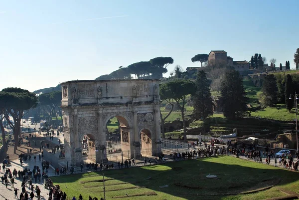 Arco Constantino Muitos Turistas Dezembro 2020 Roma Itália — Fotografia de Stock