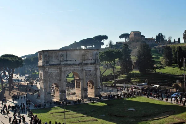 Arco Constantino Muchos Turistas Diciembre 2020 Roma Italia —  Fotos de Stock