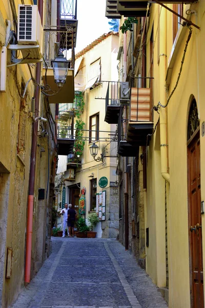 Den Historiska Stadskärnan Den Sicilianska Byn Destination Många Turister September — Stockfoto