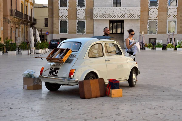 Красивый Fiat 500 Свадебного Приема Сен 2019 Mazara Del Vallo — стоковое фото