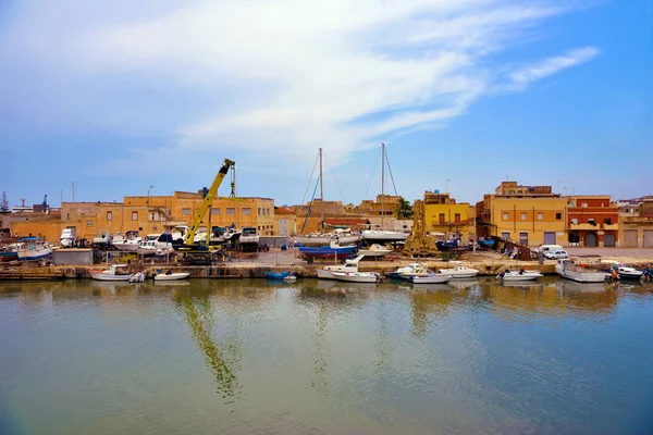 Barcos Río Mazaro Mazara Del Vallo Sicily — Foto de Stock