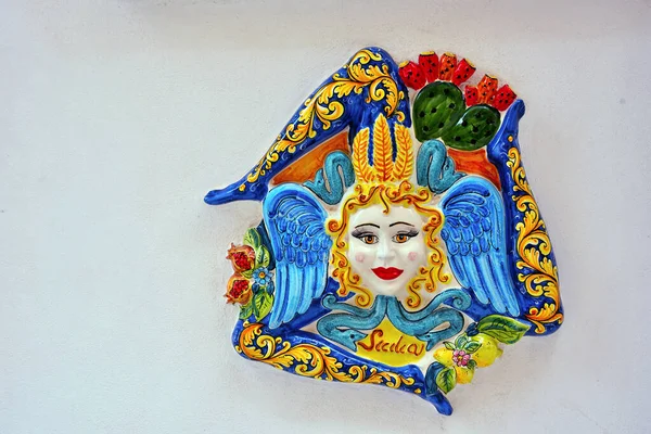 Colored Ceramic Painted Anonymous Artist Embellish Historic Center Town Mazara — Stock Photo, Image