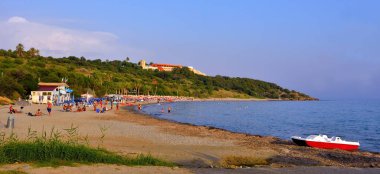 Soverato plajı, kumlu sahil. Sep 18, 2019 Sciacca Sicilya.