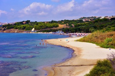 Soverato plajı, kumlu sahil. Sep 18, 2019 Sciacca Sicilya.