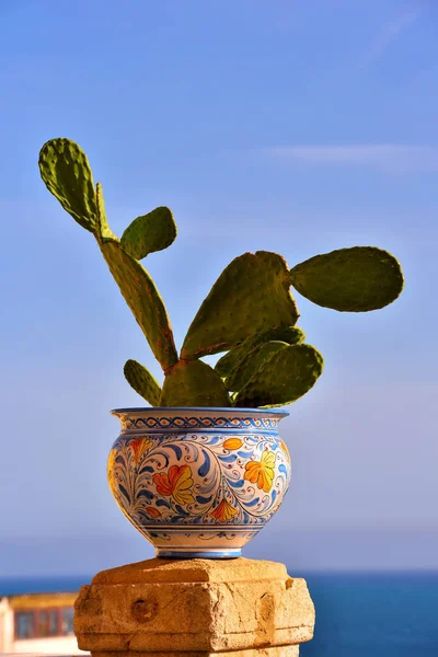 characteristic vase as street furniture in Sciacca Sicily Italy