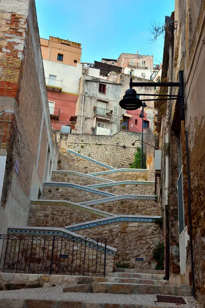 Característica Escalera Cerámica Majólica Sciacca Sicilia Italia — Foto de Stock
