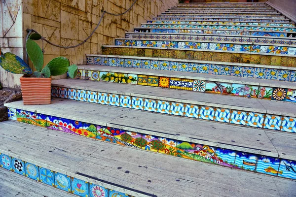 Majolica Cerâmica Característica Escada Sciacca Sicília Itália — Fotografia de Stock