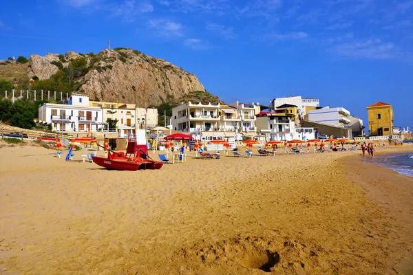 Larga Playa Arena Del Pueblo Septiembre 2019 Siculiana Sicilia Italia —  Fotos de Stock