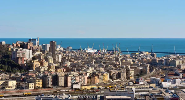 Panorama Urbano Puerto Génova Italia —  Fotos de Stock