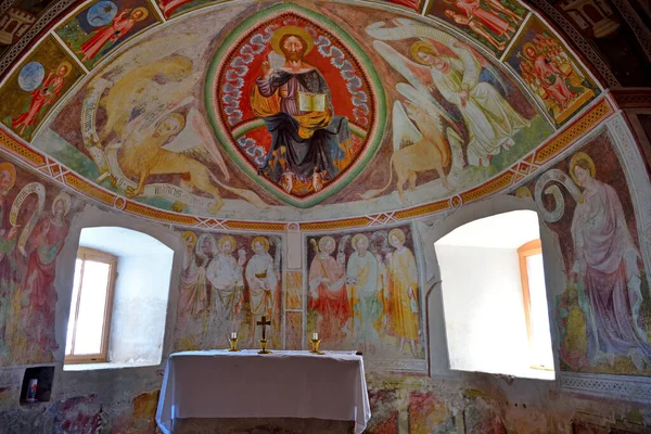 Intérieur Petite Église Sant Elena Situé Dans Les Bois Des — Photo