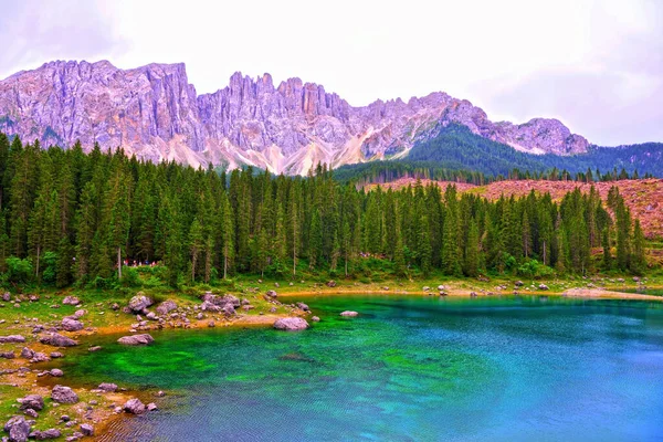 Carezza Lago Dolomiti Alto Adige Itália — Fotografia de Stock