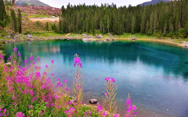 Carezza Gölü Dolomiti Alto Adige Talya — Stok fotoğraf