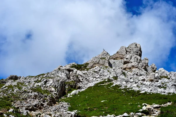Salta Hacia Torre Ruta Refugio Pisa Latemar Predazzo Pampeago Dolomites —  Fotos de Stock