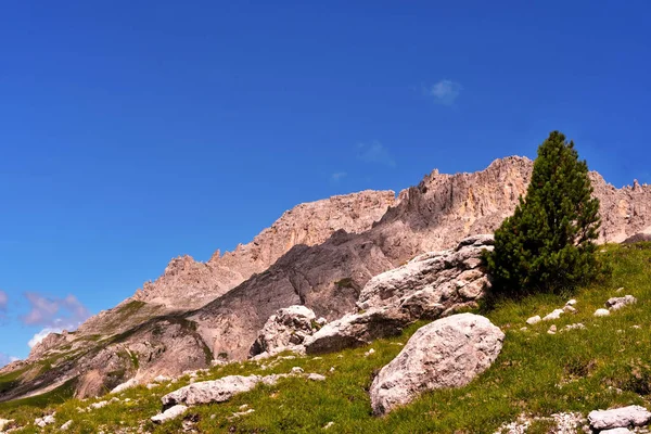 Skoków Kierunku Wieży Ścieżki Schronienia Pizie Latemar Predazzo Pampeago Dolomity — Zdjęcie stockowe