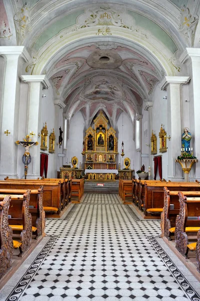 Interior Iglesia Parroquial San Giorgio Neumáticos Catinaccio Agosto 2019 Neumáticos —  Fotos de Stock