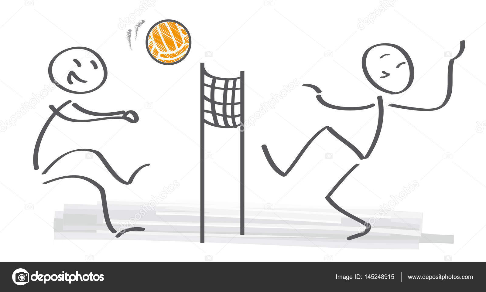 Stick figures palying Volleyball On Beach Stock Vector by ©trueffelpix 145248915