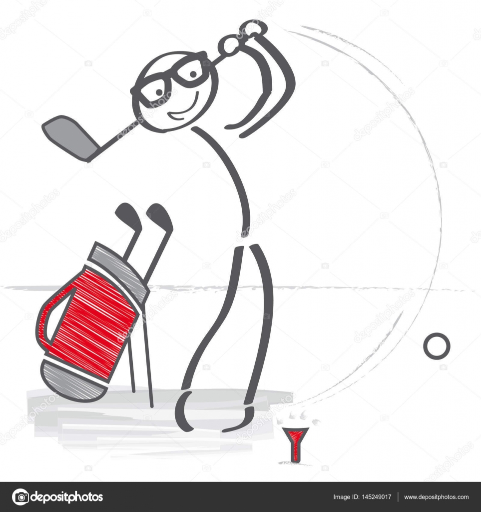 Golfing hitting solid tee shots with the driver. Vector Illust Stock