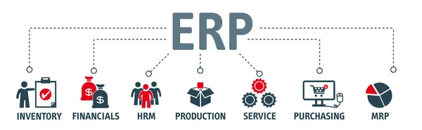 Conceito de planeamento de recursos empresariais ERP — Vetor de Stock