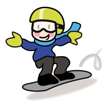 Yokuş aşağı çalışan genç çocuk snowborder