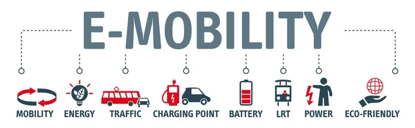 Illustration vectorielle de concept de mobilité électrique avec symboles et k — Image vectorielle