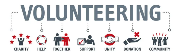 Banner εθελοντής εθελοντισμός εθελοντική διάνυσμα έννοια με το εικονίδιο — Διανυσματικό Αρχείο