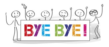 Team who says goodbye - vector illustration clipart