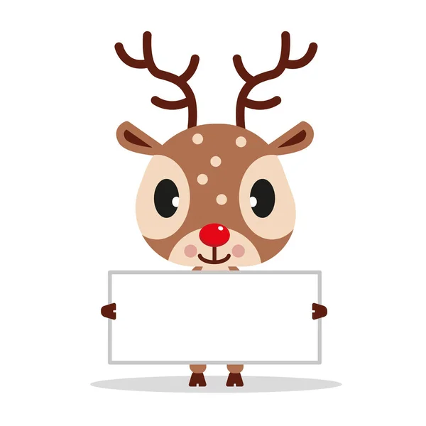 Reindeer with blank card vector illustration — 스톡 벡터