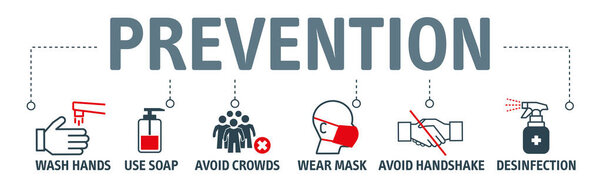 Prevention Concept. Safety, health, remedies and prevention of viral diseases with vector icons