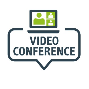Konuşma balonu video konferansı ve simgeli Vektör İllüstrasyonu ile toplantı