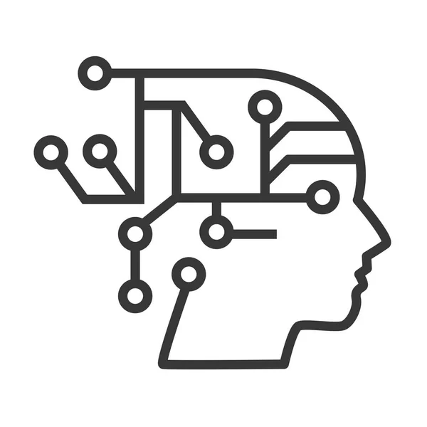 Aiとデジタル脳はビッグデータの処理を学んでいます 人工知能 自動化 モノのインターネットベクトルイラストアイコン — ストックベクタ